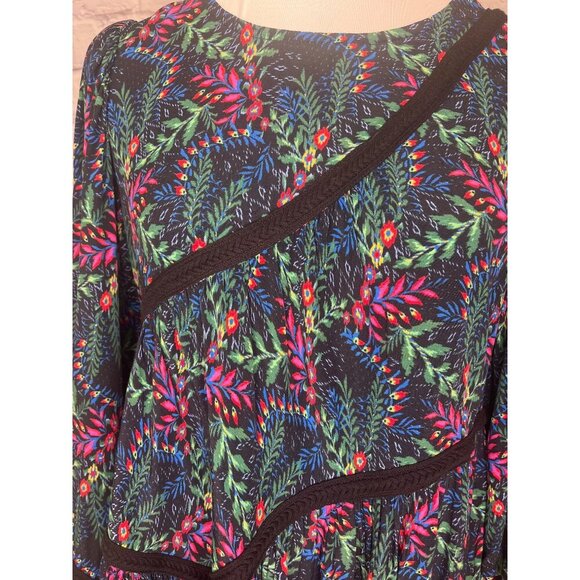 Hale Bob Zoe Dress Floral Size Small Long Sleeves Swing Style - Picture 5 of 11